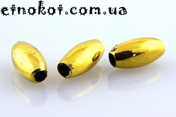 Золотые акриловые продолговатые бусины под металл, 8x4мм. На вес от 1грамма (≈15шт.)
