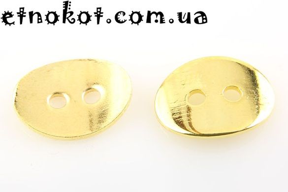 10 штук. Золотий гладкий гудзик для браслетів Chan Luu (Чан Лу), 14x11мм