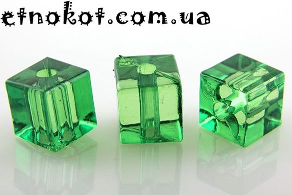 31гр (≈93шт) Квадратні зелені акрилові намистини, 7x7мм