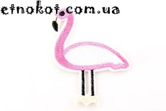Фламинго с белым нашивки-патчи на одежду, 70x50мм
