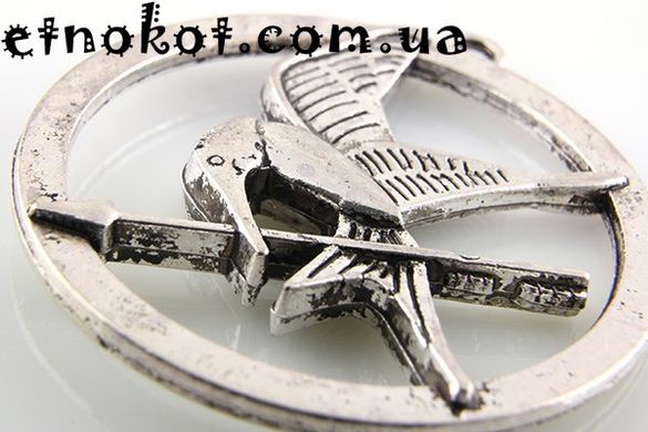 Подвеска Сойка пересмешница металлическая, Антикварное Серебро, 46x49,6мм