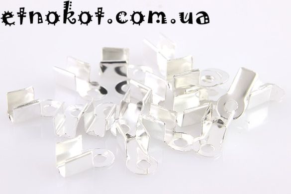 100гр (≈1300шт) 9x4мм серебряный зажим для шнуров