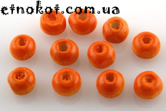 50гр. (≈1300шт) Оранжевые деревянные бусины, 6x4мм