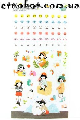 Девочка с пингвином-03, стикеры-наклейки для личного дневника, 10x20см