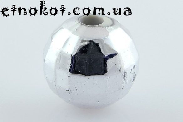 Дискотечный шар, серебряные акриловые бусины, 10мм