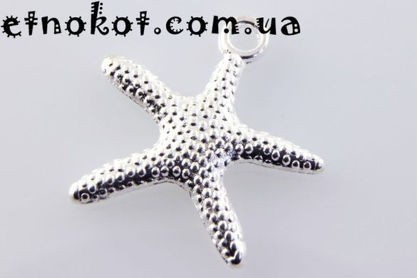 Металлическая подвеска Морская звезда, Серебро, 19,3x19мм. Упаковка 5шт