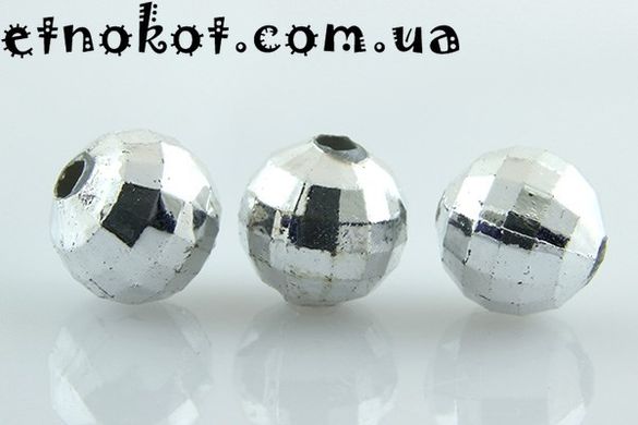Дискотечный шар, серебряные акриловые бусины, 8мм. На вес от 1грамма (≈4,5шт.)