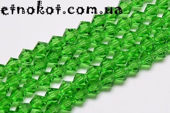 48 гр (≈720шт) Зеленые 4мм биконусы бусины