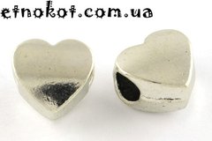 Сердце серебряные бусины Пандора, 11x11мм
