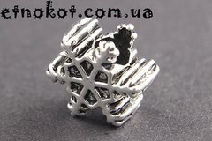 Снежинка бусины Пандора металлические, Антикварное Серебро, 14x7мм