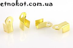 100гр (≈1300шт) 9x4мм золотой зажим для шнуров