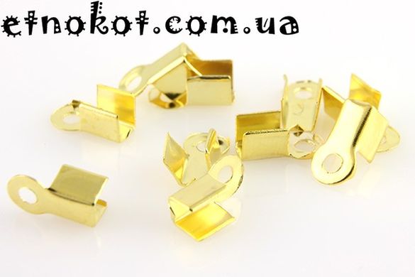 86гр (≈1118шт) 9x4мм золотой зажим для шнуров