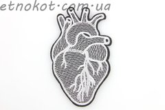 Анатомическое сердце нашивка патчи на одежду, 75x45мм
