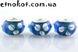 Бусины Синие с цветками в стиле Пандора, Лэмпворк, 14x9мм